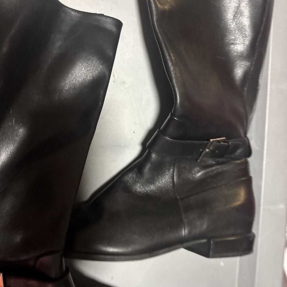 Nine West Diablo Black Leather Zip Up Buckle Knee High Riding Boots 9 - Picture 4 of 12